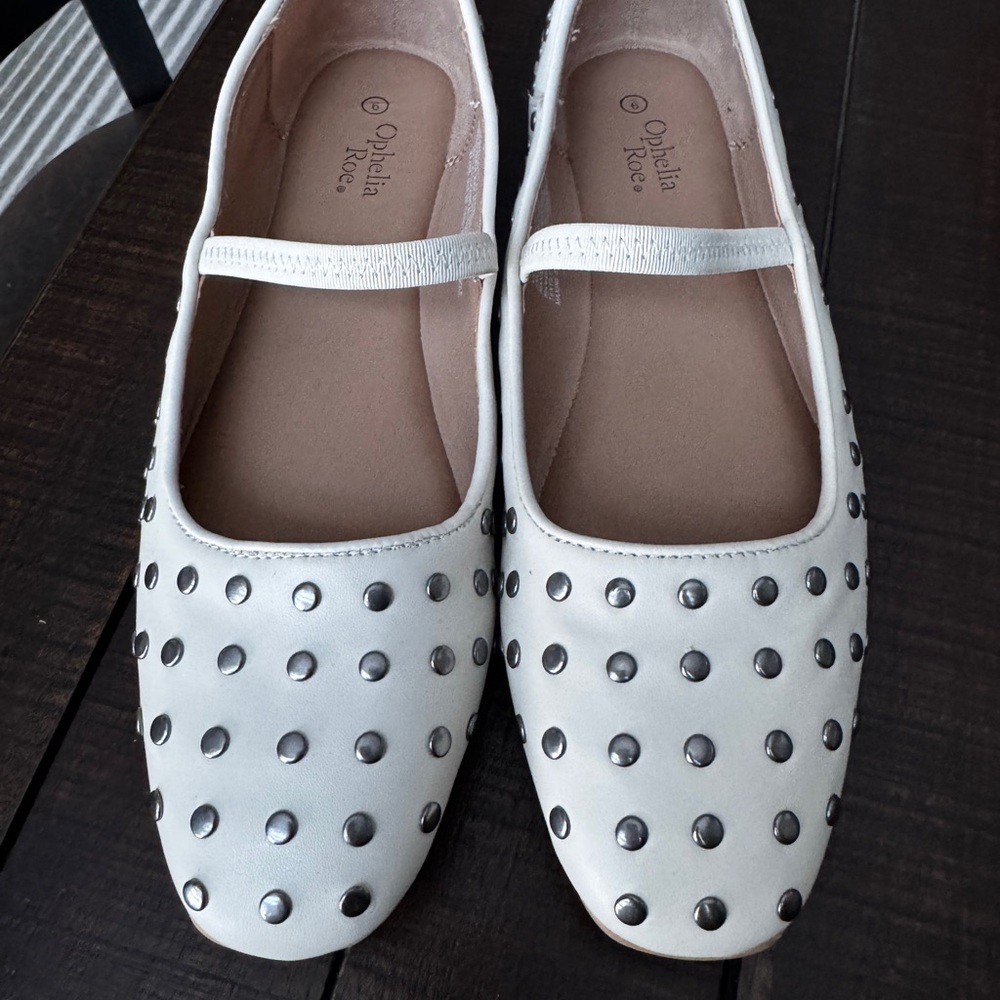 Ophelia Rose White Studded Flats